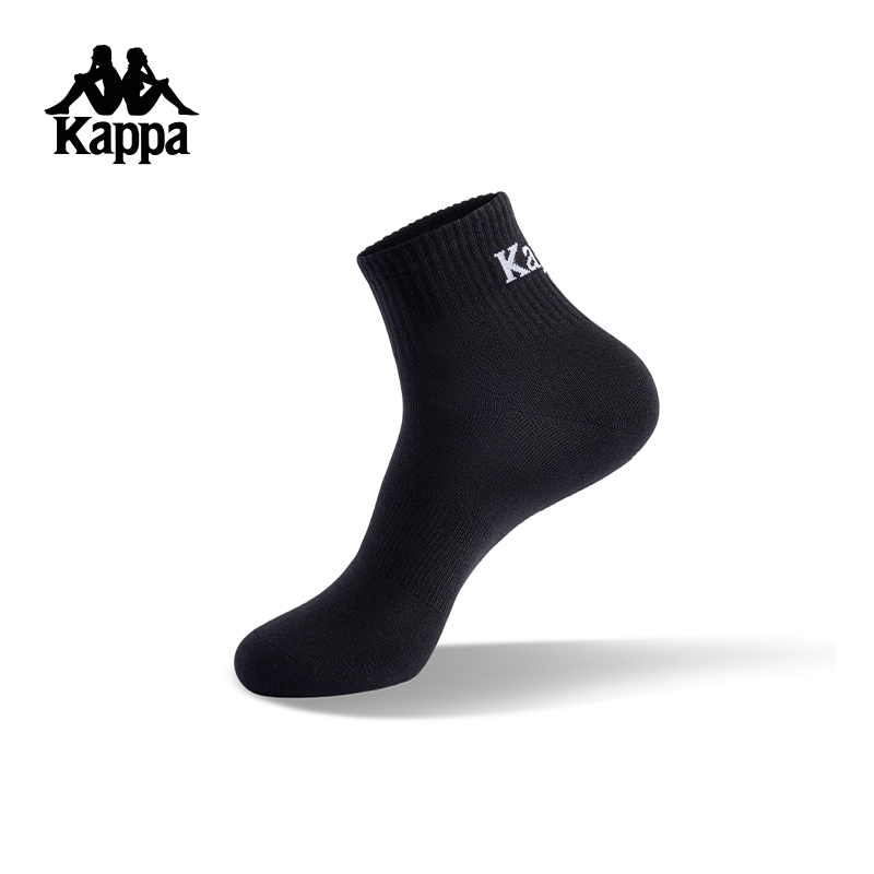 Kappa卡帕背靠背中筒运动跑步袜2024新款情侣透气休闲中腰袜子男K0FW8WE03