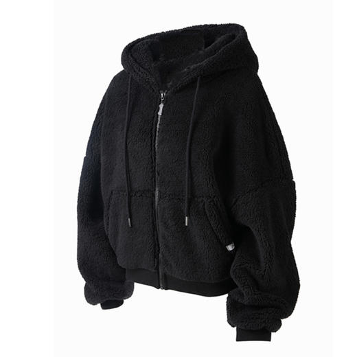 I'd爱帝雪绒绒连帽加厚毛毛外套落肩袖宽松拉链开衫大衣 商品图9