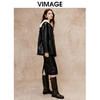 VIMAGE纬漫纪大翻领拼接休闲直筒外套冬新款V2203831 商品缩略图3