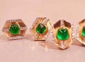 1.5ct糖塔祖母绿耳钉