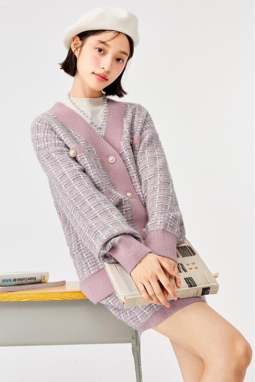 SEM/R森马 小香撞色开衫半裙针织套装 15128 商品图3