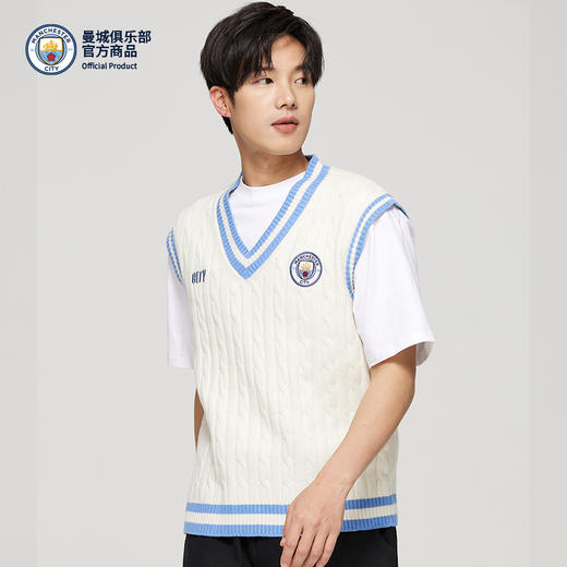 【官方正版】曼城俱乐部 | 拼色队徽针织背心秋冬穿搭德布劳内 商品图1