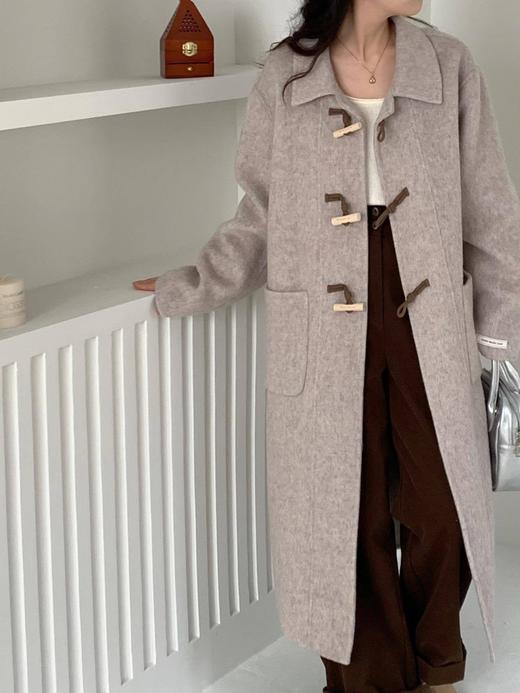 【YW】无忧购韩系小清新木牛角扣翻领双面羊毛大衣98311（截单后7天发货) 商品图3