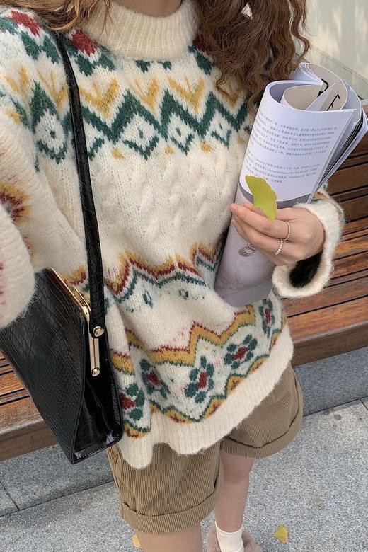 LNNNS 米色几何图案针织上衣 15244 商品图2