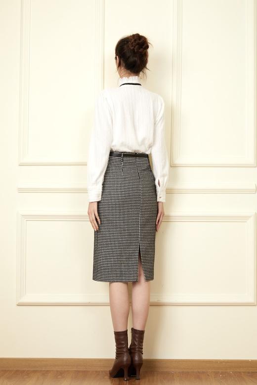 Le Malene 复古高腰中长款格纹半裙 19575 商品图6