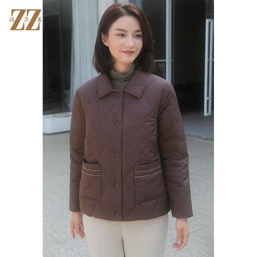 佐尔美冬季新款 短款减龄高级感菱形格90绒羽绒服女E34YY25 商品图0