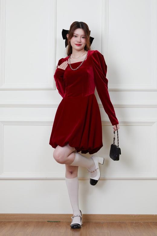SIA SAYLOR 甜美可爱红色礼服款灯笼连衣裙 19523 商品图1