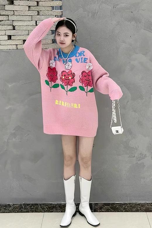 Stay2Weeks 粉蓝拼色花朵图案针织上衣 15074 商品图3