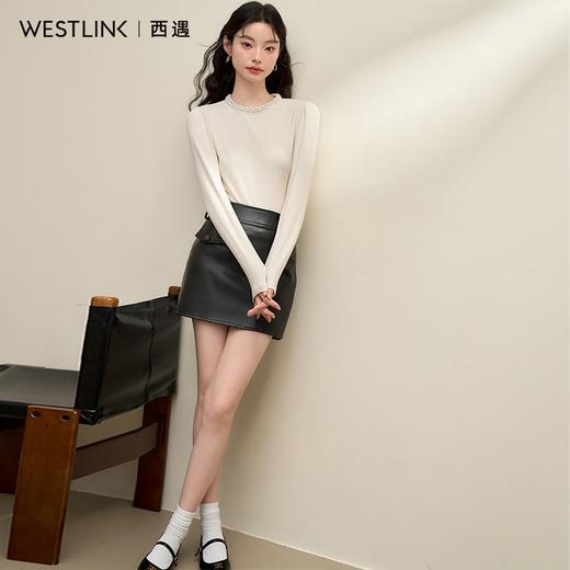 贵气优雅钉珠圆领高级感针织衫女气质宴会百搭打底衫V3842703 商品图4