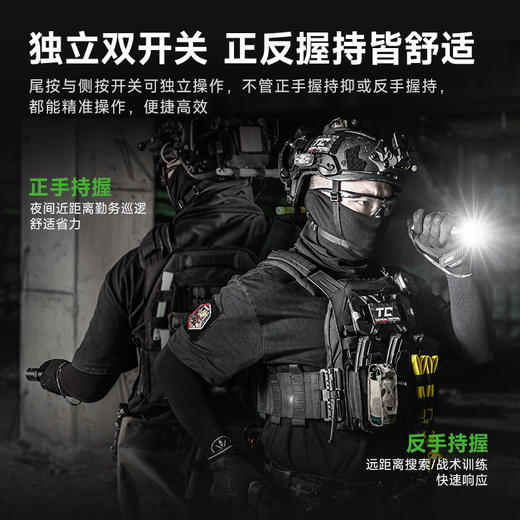 纳丽德 【新品】P91战术勤务双开关5000流明极亮直充强光手电温 商品图2