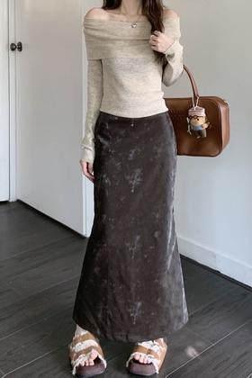 ANSUABEL 美拉德高级感加绒包臀皮半裙 19570