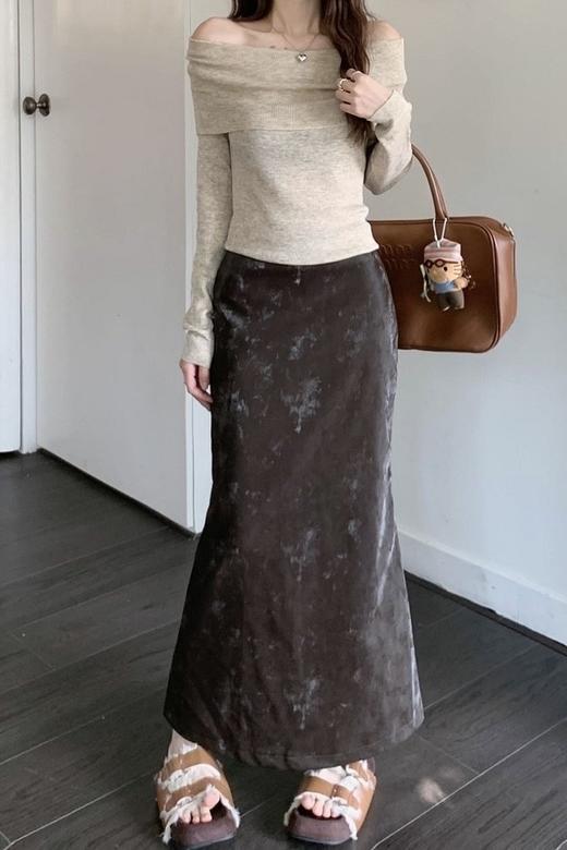 ANSUABEL 美拉德高级感加绒包臀皮半裙 19570 商品图0