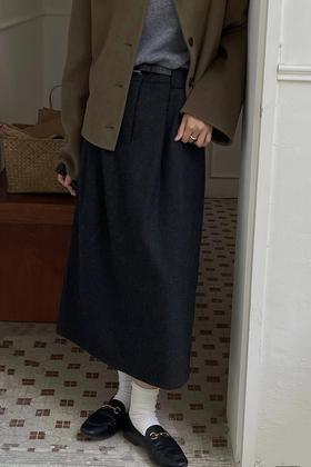 Le Malene 黑灰色H型韩版半裙（无腰带） 15085