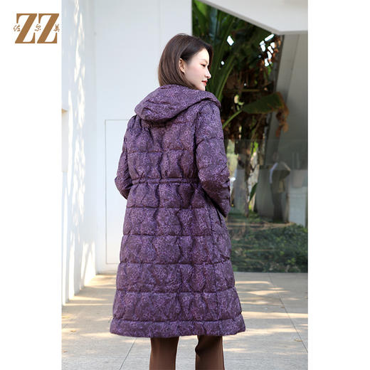 佐尔美冬季新款 双面穿中长款连帽减龄保暖羽绒服女E34YY43 商品图4
