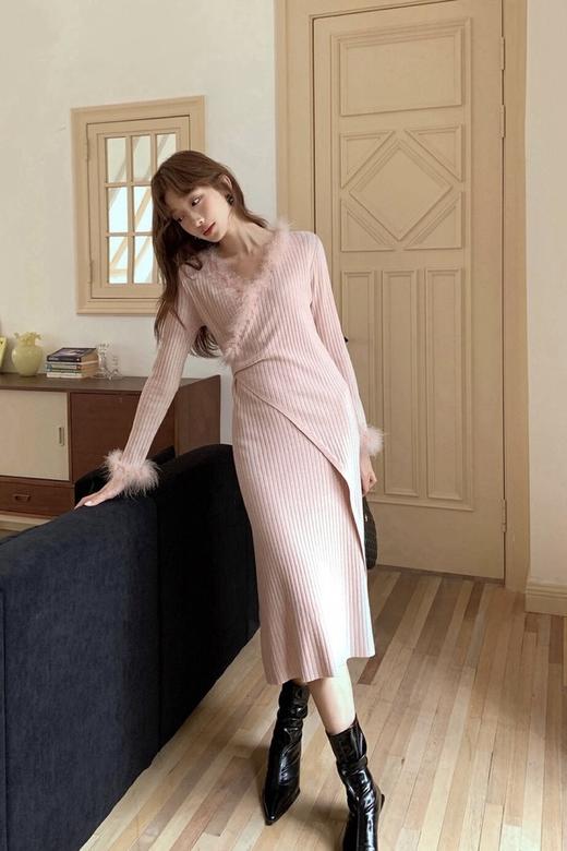 LNNNS 氛围感V领针织连衣裙 19586 商品图0