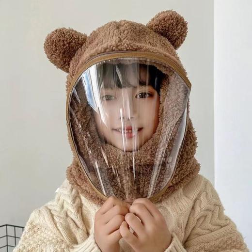 一件顶三件【萌趣可爱！暖暖过冬】儿童帽子防风帽防风面罩一体帽冬季骑车电动车全脸加厚宝宝套头帽，软萌熊耳，防雾镜片。ry 商品图6