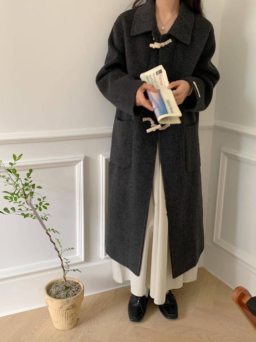 【YW】无忧购韩系小清新木牛角扣翻领双面羊毛大衣98311（截单后7天发货) 商品图6