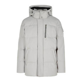 MOOSE KNUCKLES 男士金属驼鹿指节徽标绗缝连帽羽绒服 灰色 M34MJ178S 1477