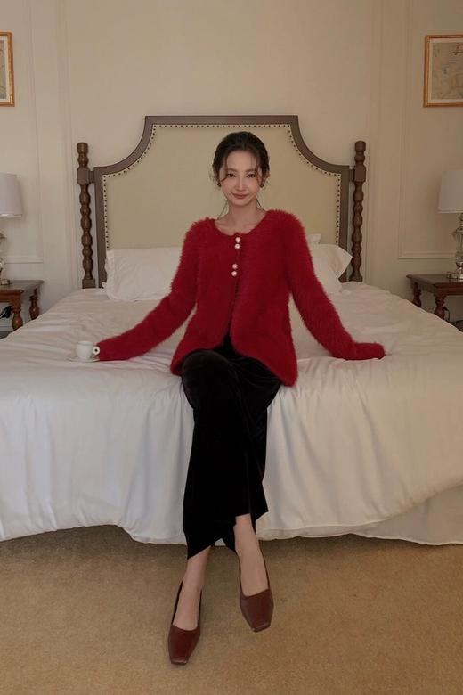 Le Malene 优雅红色百搭针织开衫外套 19489 商品图2