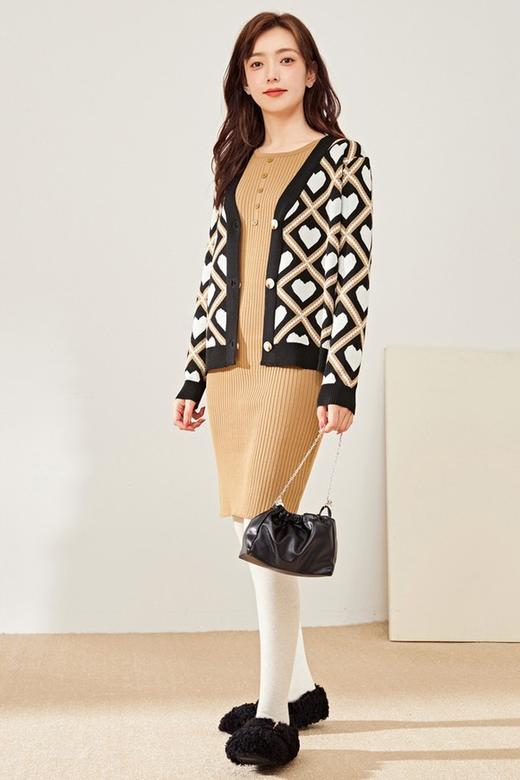 Rosel 打底针织裙几何图案针织外套套装 15149 商品图1