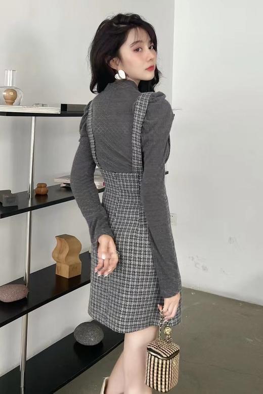amadella 灰色假两件拼接格纹连衣裙 15259 商品图2