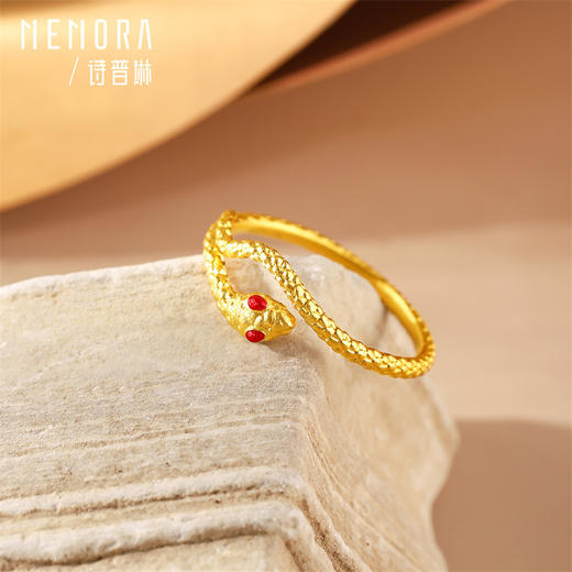 足金灵蛇戒指 灵蛇献瑞系列黄金生肖蛇活口戒指女士礼物【按克计价黄金2】MEMORA诗普琳GRE05701 商品图7