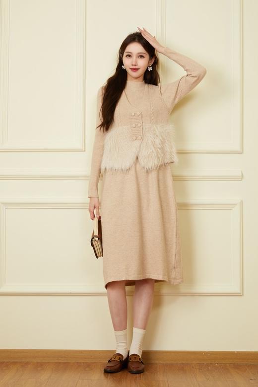 ELLA JADE 气质毛绒马甲连衣裙针织套装 19506 商品图1