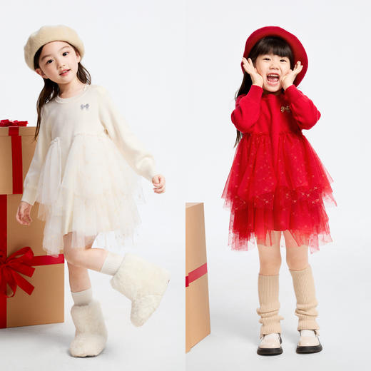 女童金丝网纱毛衣裙冬季新款安奈儿童装实体店同款XG443760 商品图3