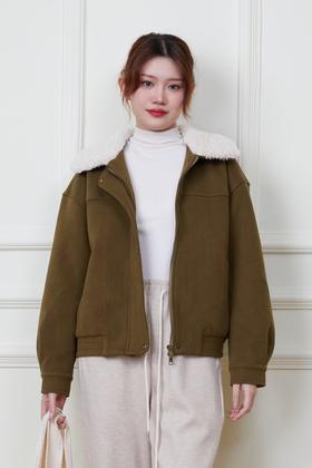 Kai & Kiera 羊羔毛领拼接休闲工装夹棉外套 19550