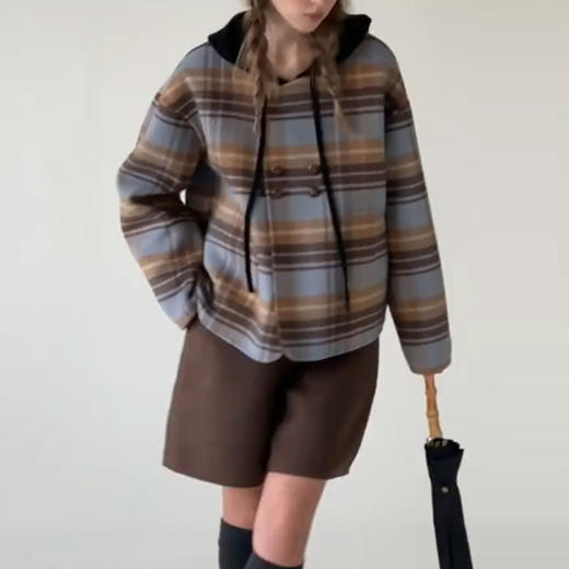 裁缝学苑AQ387双面呢两穿双排扣短款大衣短裤套装纸样女装样板 商品图3