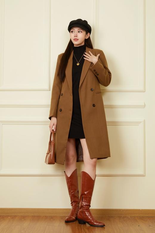 ESTELLICA 经典时髦大地色系长款西装外套 19546 商品图2