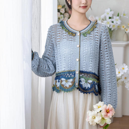 苏苏姐家闲花栖语开衫手工diy衣服钩针编织羊毛线毛线团材料包 商品图2