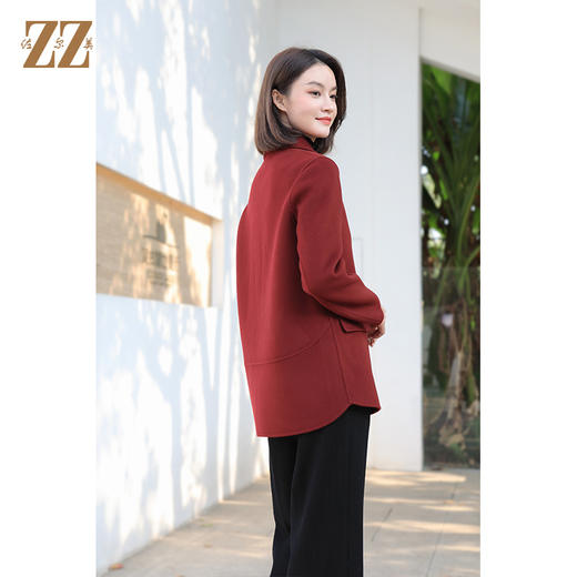 佐尔美冬季新款 经典简约气质羊毛双面呢大衣外套女E34SM34 商品图4