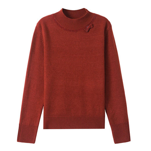 CC-89-28455半高领打底衫秋冬红色毛衣女款2024新款后款洋气内搭针织上衣 商品图4