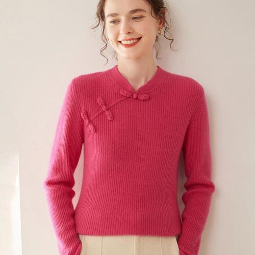 【高货QJ】全新升级【铂金会员422/天猫569/差价147】(14127) 洛诗琳秋冬新款中式羊绒衫国风盘扣设计复古羊毛显瘦上衣 商品图2