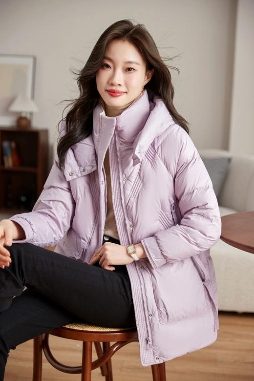 Le Malene 紫色连帽白鸭绒外套 19483 商品图5