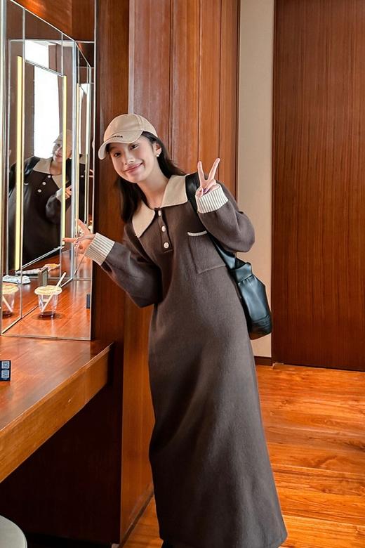 LNNNS 宽松韩版polo领针织连衣裙 19551 商品图2