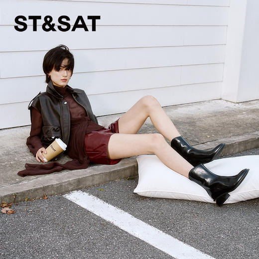 【绒里可选】星期六气质尖头显瘦V口时装靴SSC4116642/SSC4118642 商品图3