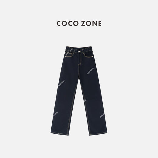 COCO ZONE 复古高级感显瘦加绒休闲直筒牛仔裤CC2D2916 商品图0