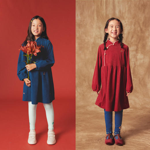 【冬Vol.5】allblu幼岚儿童连衣裙女童秋冬新款灯芯绒裙子保暖高弹舒适女裙ZY 商品图2
