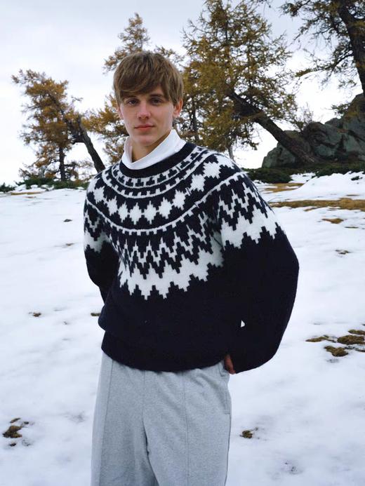 Evistub/E-4DMY1204/费尔岛马海羊毛混纺复古插肩毛衣 商品图0