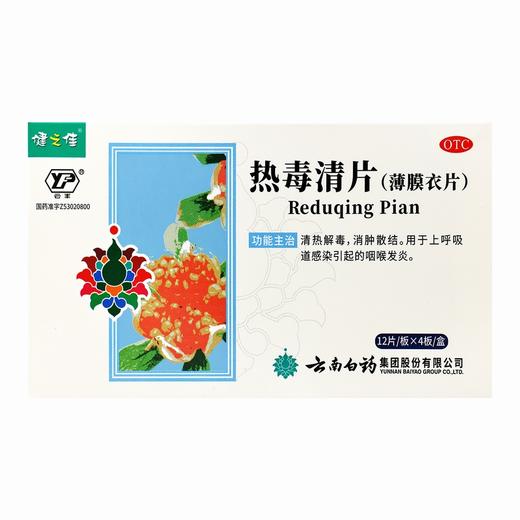 健之佳,热毒清片 【12片/板*4板*1盒】云南白药 商品图0