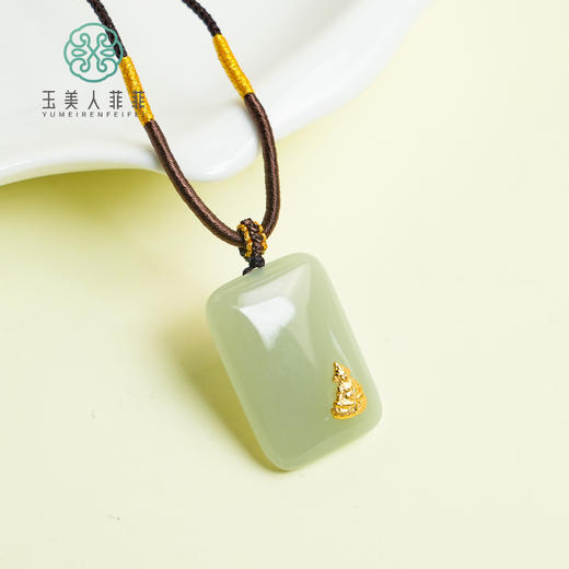 S925和田玉无事牌吊坠约29*20mm 商品图0