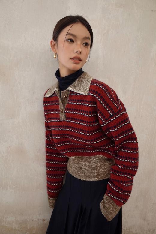 ANSUABEL 时髦洋气条纹针织上衣 19491 商品图4