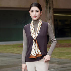 【无袖纯羊毛马甲】24年秋冬新品女士100%绵羊毛针织深V领针织套衫