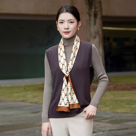 【无袖纯羊毛马甲】24年秋冬新品女士100%绵羊毛针织深V领针织套衫 商品图0