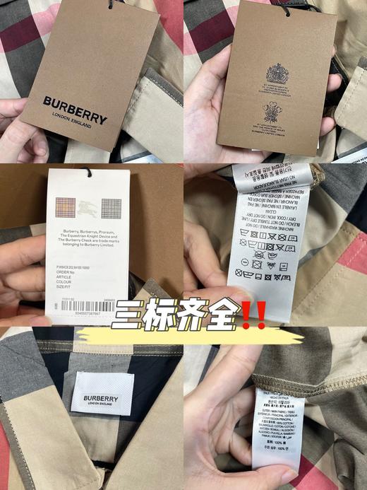 Burberry博柏利格纹满印单排扣休闲短袖衬衫 商品图13