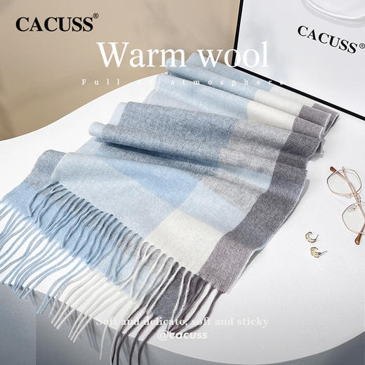 CACUSS冬季纯绵羊毛围巾礼盒装 亲肤细腻保暖不扎脖 户外披肩围脖 商品图4
