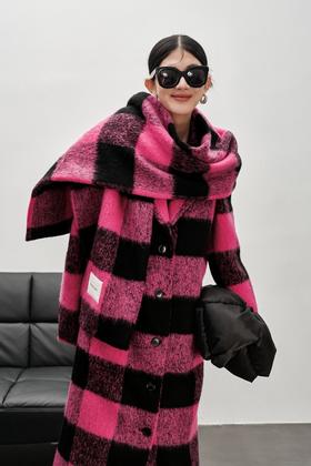 Kai & Kiera 率性时髦款格纹羊毛围巾 17591