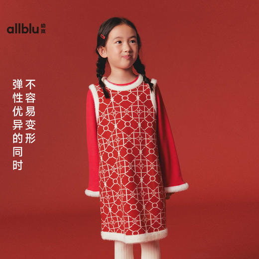【冬Vol.5】allblu幼岚儿童连衣裙女童毛织背心裙秋冬季新款生日公主裙保暖ZY 商品图3